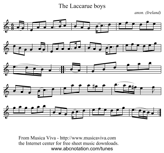 The Laccarue boys - staff notation