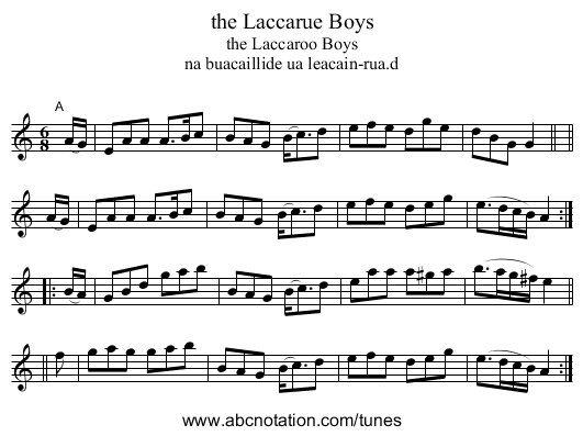 the Laccarue Boys - staff notation
