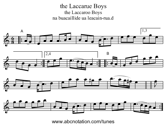 the Laccarue Boys - staff notation