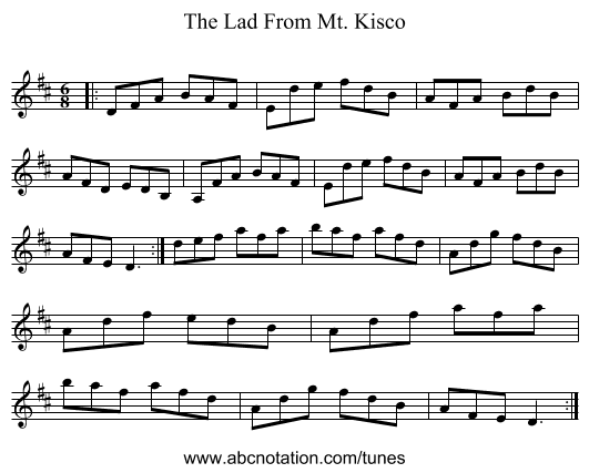 The Lad From Mt. Kisco - staff notation