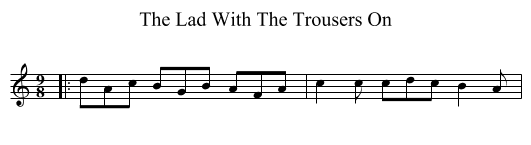 The Lad With The Trousers On - staff notation