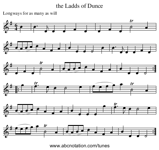 the Ladds of Dunce - staff notation