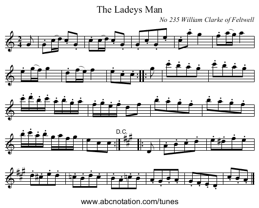 The Ladeys Man - staff notation