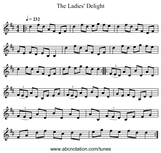 The Ladies' Delight - staff notation