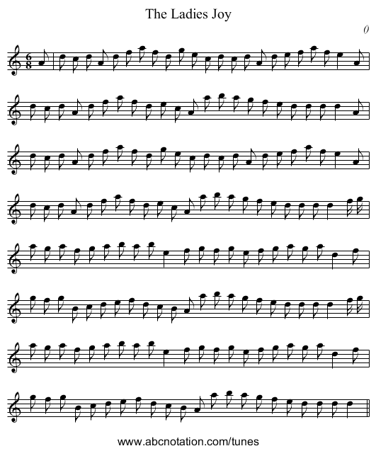 The Ladies Joy - staff notation