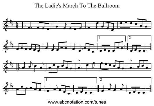 The Ladie's March To The Ballroom - staff notation