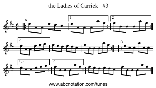 the Ladies of Carrick   #3 - staff notation