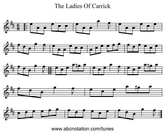 The Ladies Of Carrick - staff notation