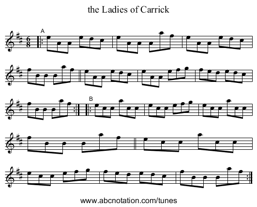 the Ladies of Carrick - staff notation