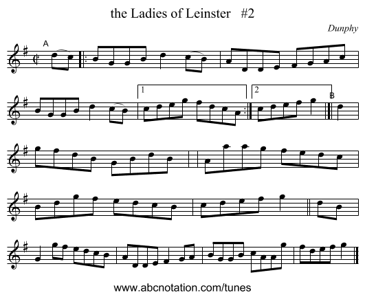 the Ladies of Leinster   #2 - staff notation