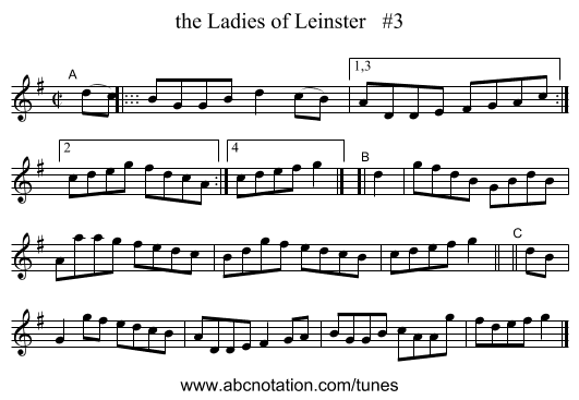 the Ladies of Leinster   #3 - staff notation