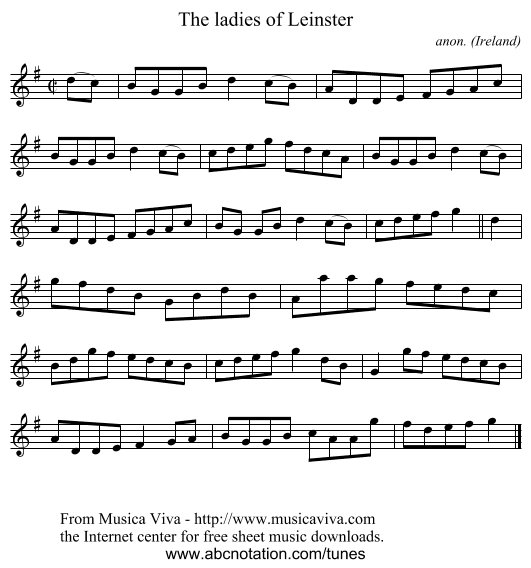 The ladies of Leinster - staff notation