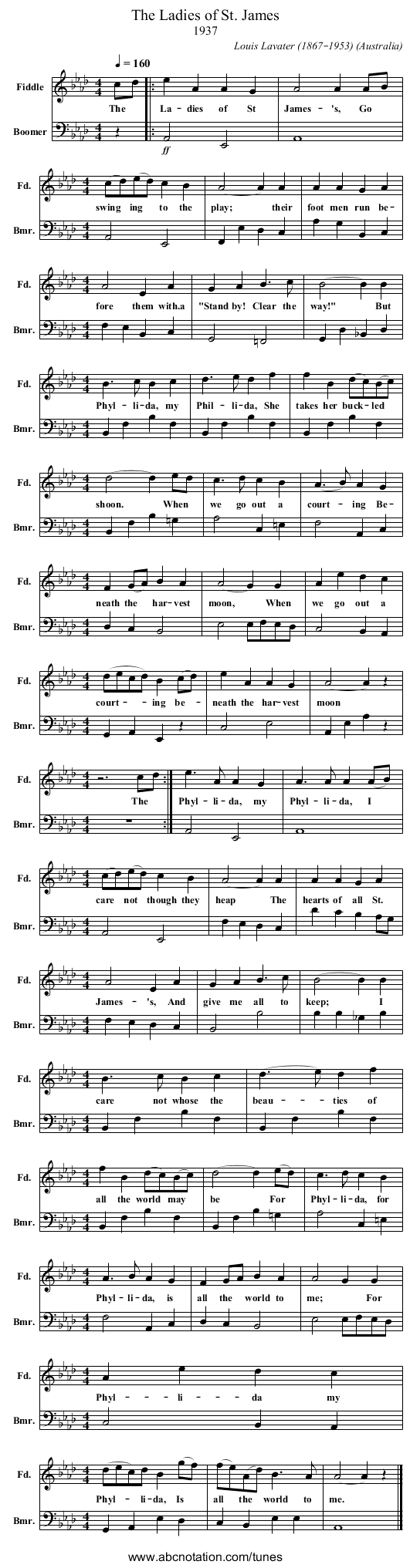 The Ladies of St. James - staff notation