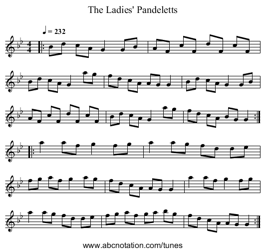 The Ladies' Pandeletts - staff notation