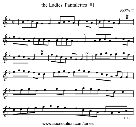 the Ladies' Pantalettes  #1 - staff notation