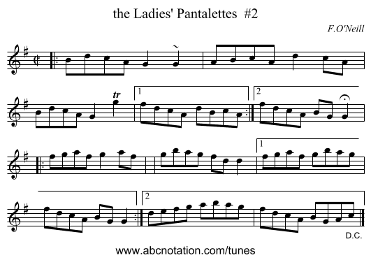 the Ladies' Pantalettes  #2 - staff notation