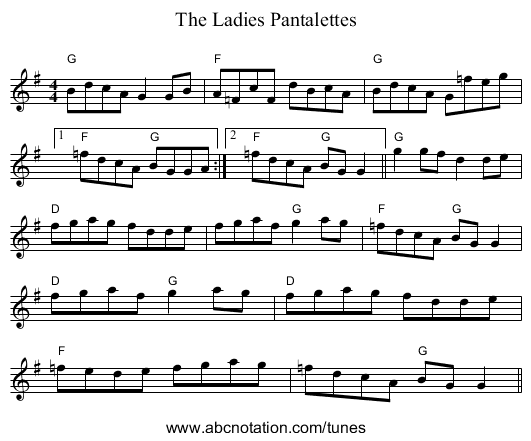 The Ladies Pantalettes - staff notation