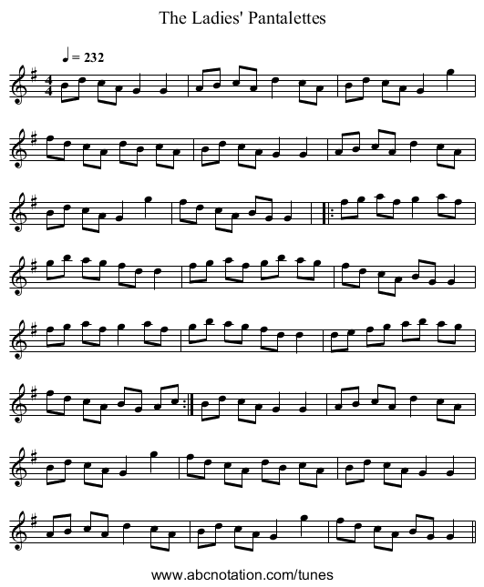 The Ladies' Pantalettes - staff notation