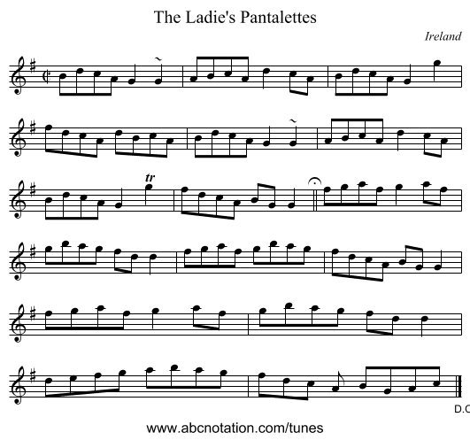 The Ladie's Pantalettes - staff notation