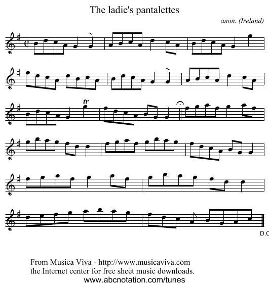 The ladie's pantalettes - staff notation
