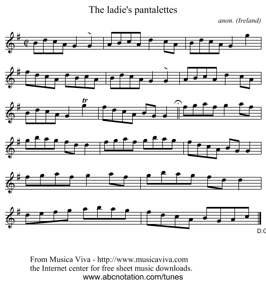 The ladie's pantalettes - staff notation