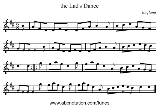the Lad's Dance - staff notation