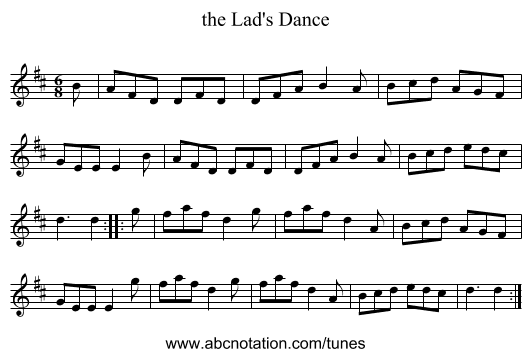 the Lad's Dance - staff notation