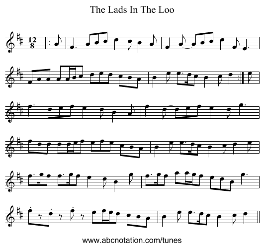 The Lads In The Loo - staff notation