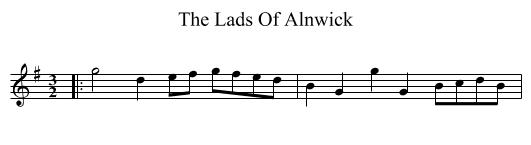 The Lads Of Alnwick - staff notation