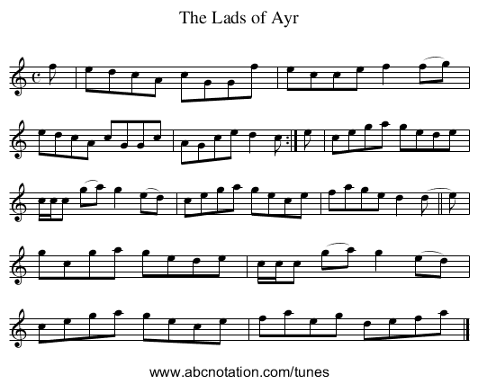 The Lads of Ayr - staff notation