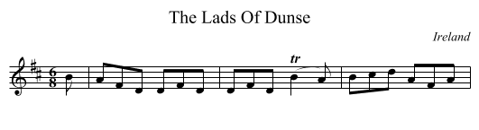 The Lads Of Dunse - staff notation
