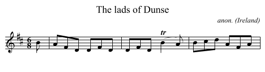 The lads of Dunse - staff notation