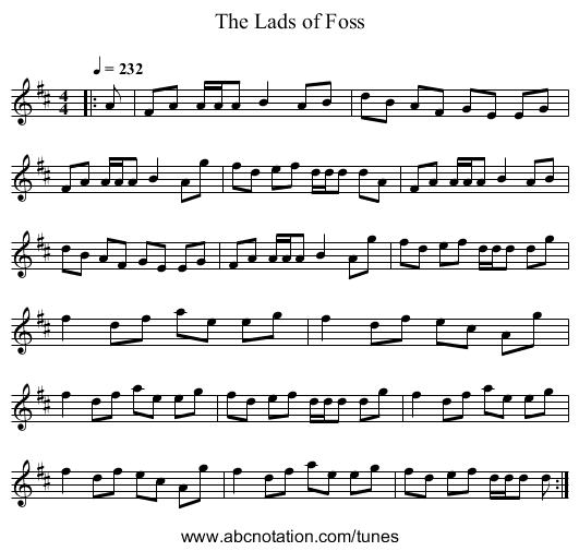 The Lads of Foss - staff notation