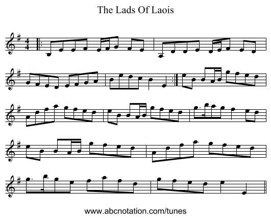 The Lads Of Laois - staff notation