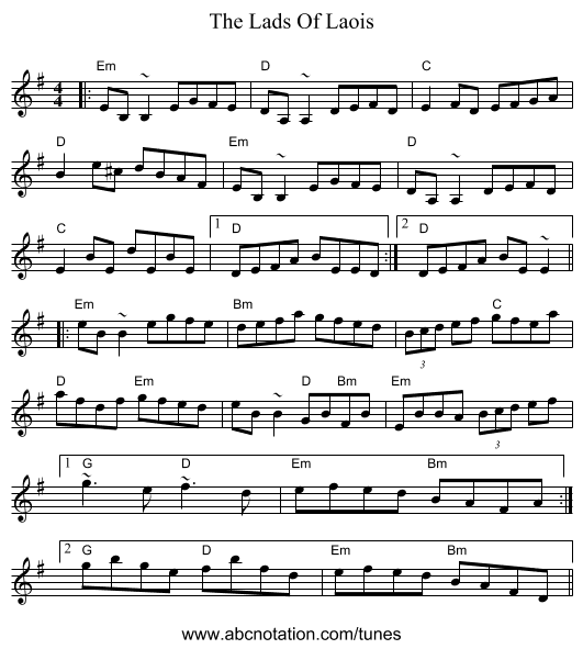 The Lads Of Laois - staff notation