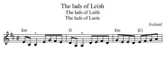 The lads of Leish - staff notation