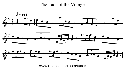 The Lads of the Village. - staff notation