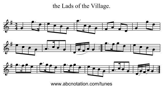the Lads of the Village. - staff notation