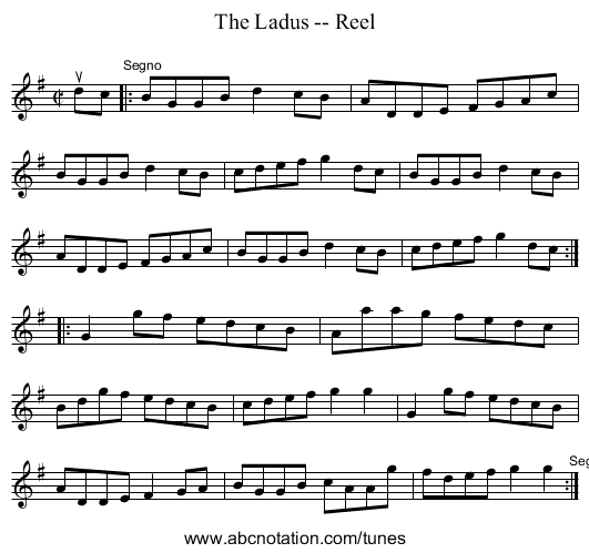 The Ladus -- Reel - staff notation