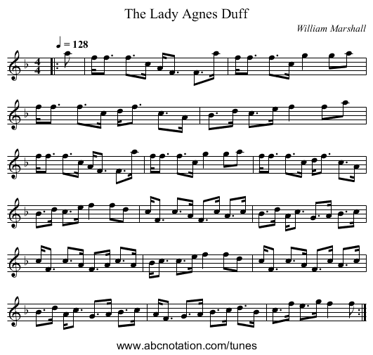 The Lady Agnes Duff - staff notation