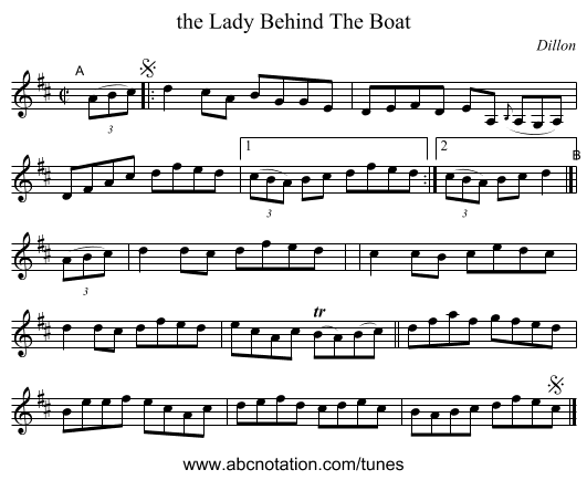 the Lady Behind The Boat - staff notation