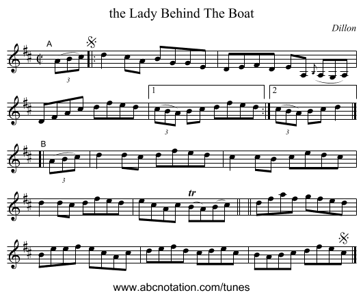 the Lady Behind The Boat - staff notation