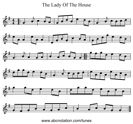 The Lady Of The House - staff notation