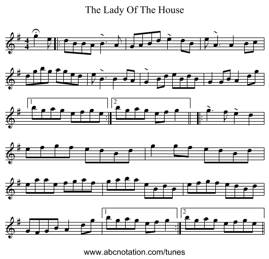 The Lady Of The House - staff notation