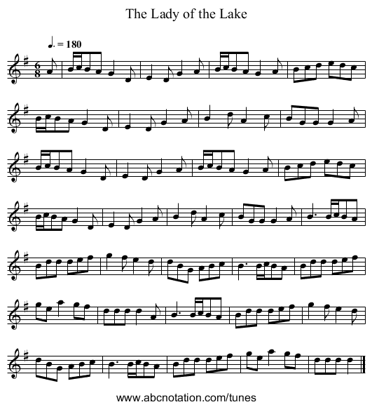 The Lady of the Lake - staff notation