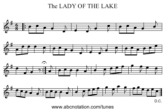 The LADY OF THE LAKE - staff notation