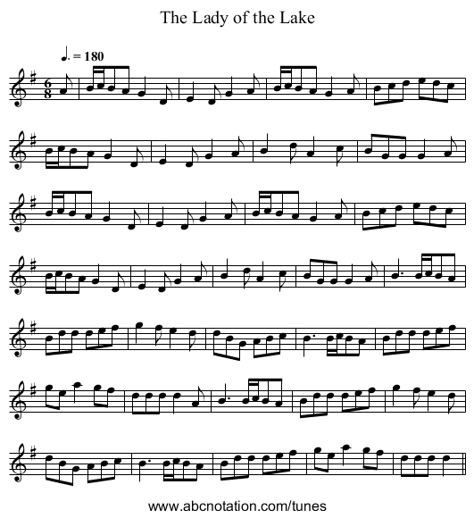 The Lady of the Lake - staff notation