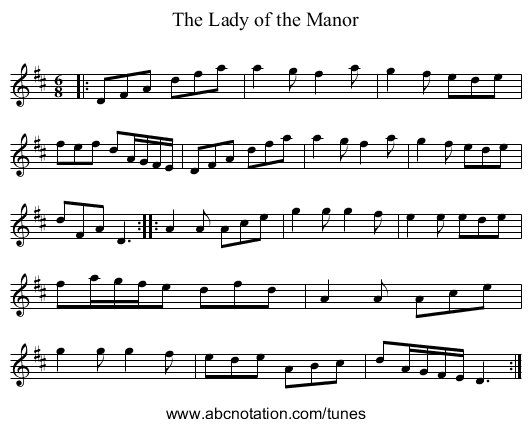 The Lady of the Manor - staff notation