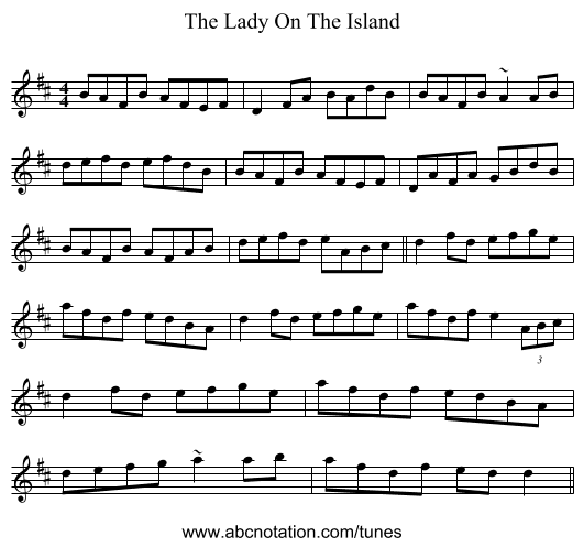 The Lady On The Island - staff notation