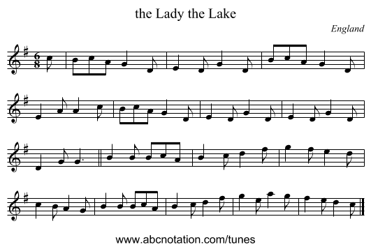 the Lady the Lake - staff notation